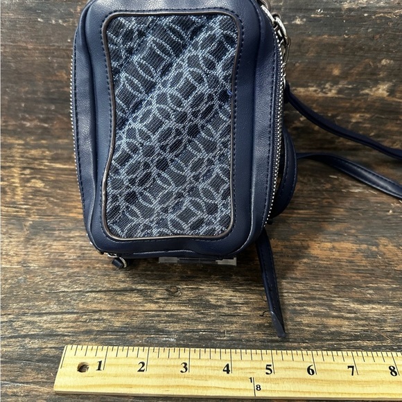 Navy Blue Crossbody Bag with Ornate Detailing - Picture 4 of 10